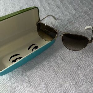 Preloved Kate Spade aviators with gold bow and pearl accent sides